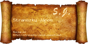 Stranszky János névjegykártya