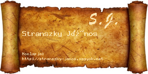 Stranszky János névjegykártya